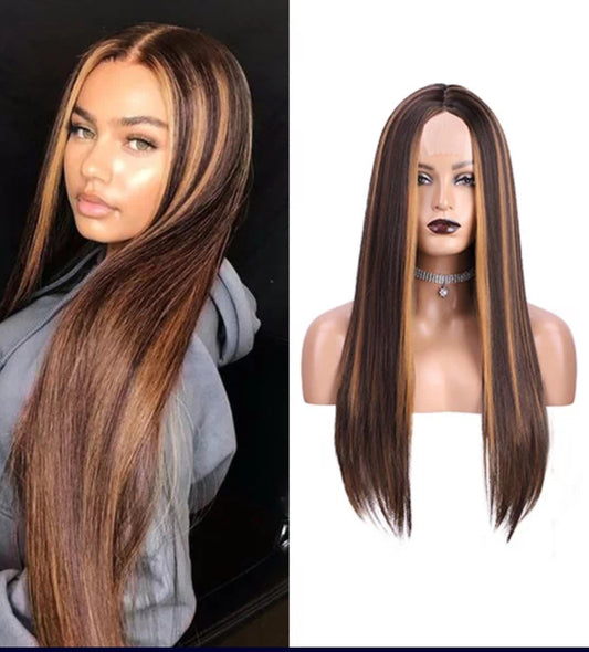Brown lace front straight wig