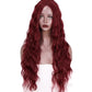 Wine red long wavy synthetic wig